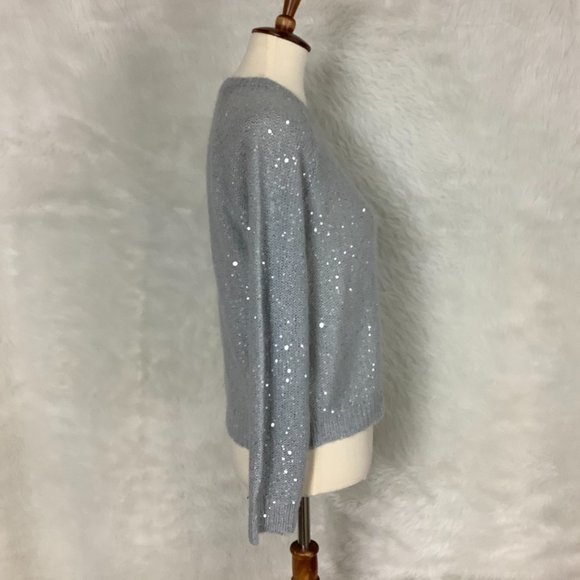 ATM Gray Sequin Embellished Knitted Alpaca Wool Blend Sweater S - Picture 5 of 7